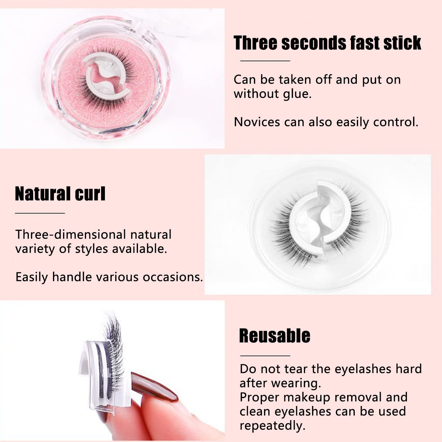 Lash Buddy – Pestañas autoadhesivas, pestañas postizas Glazy Boo, pestañas adhesivas reutilizables, pestañas autoadhesivas, pestañas postizas de
