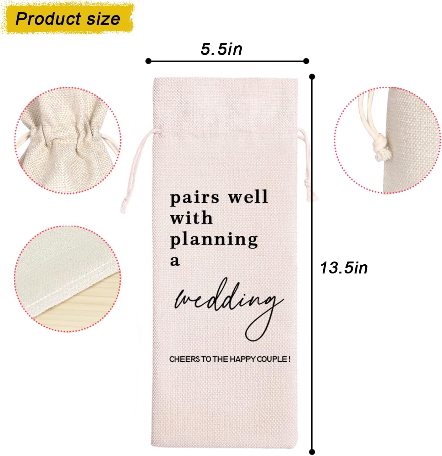 Bolsa de vino para regalos de boda, bolsa de vino de compromiso, regalo de compromiso, regalo de planificación de boda, combina bien con la