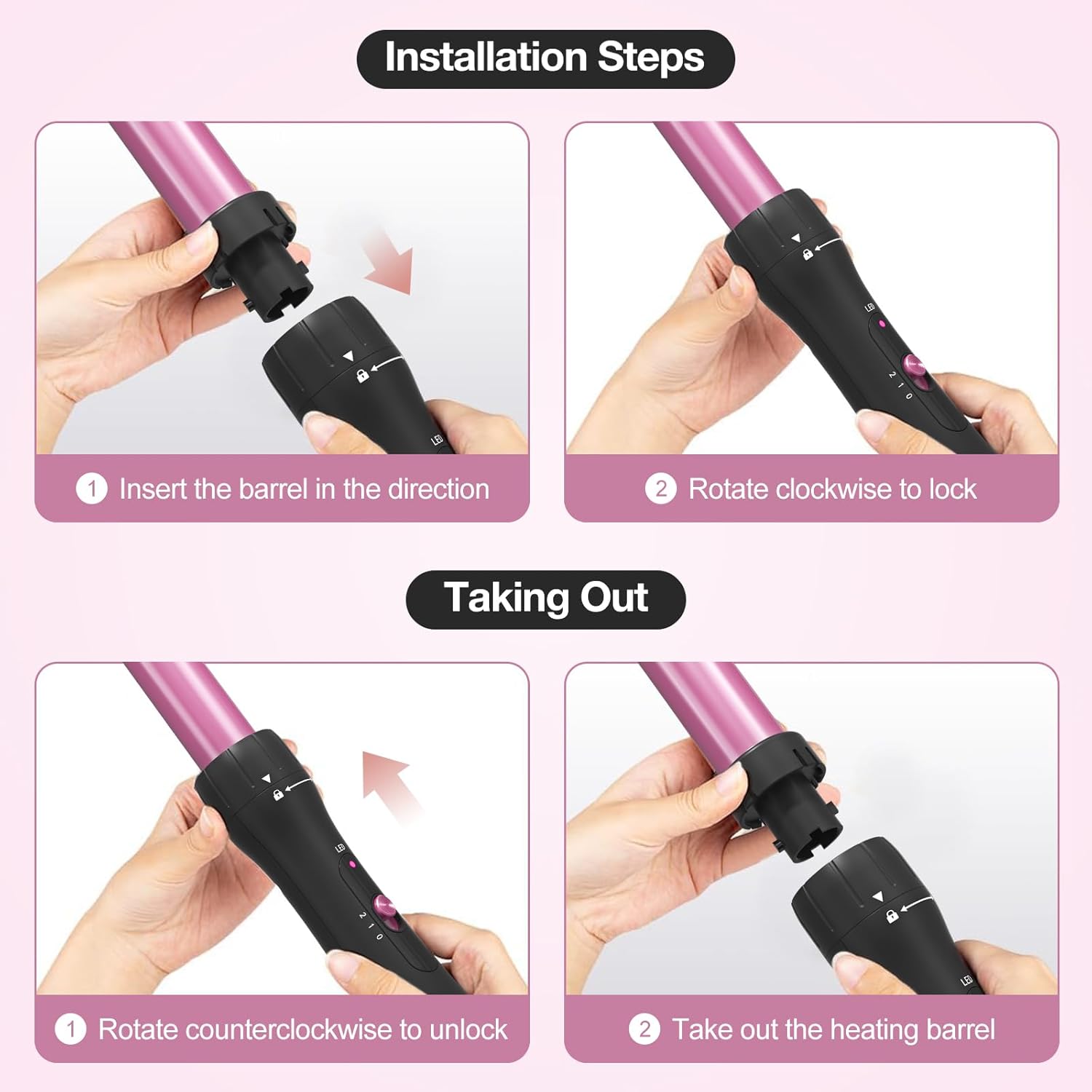 BriCos Juego de rizadores 5 en 1, rizadores de pelo de triple barril y rizadores para cabello, varita rizadora de cerámica intercambiable,