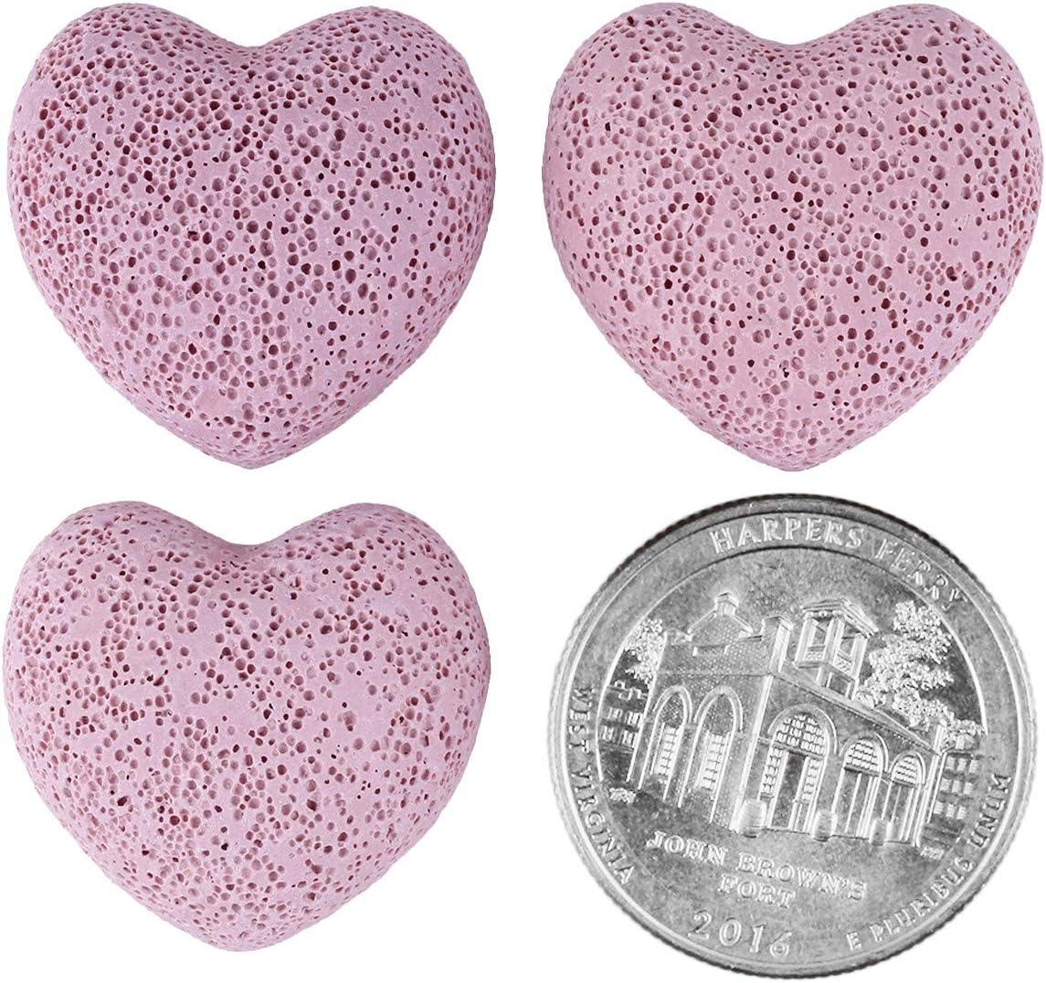 rockcloud Juego de difusor de aceite esencial de aromaterapia con forma de corazón de piedra de lava rosa, piedras de lava teñidas, 0.9 pulgadas, 10