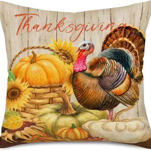Fundas de almohada decorativas de pavo de Acción de Gracias de 22 x 22 pulgadas, fundas decorativas para el hogar, sofá, decoración de sofá, funda Fundas de almohada decorativas de pavo de Acción de Gracias de 22 x 22 pulgadas, fundas decorativas para el hogar, sofá, decoración de sofá, funda