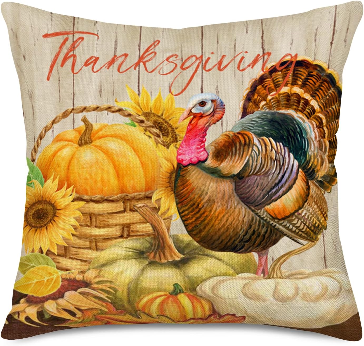 Fundas de almohada decorativas de pavo de Acción de Gracias de 22 x 22 pulgadas, fundas decorativas para el hogar, sofá, decoración de sofá, funda