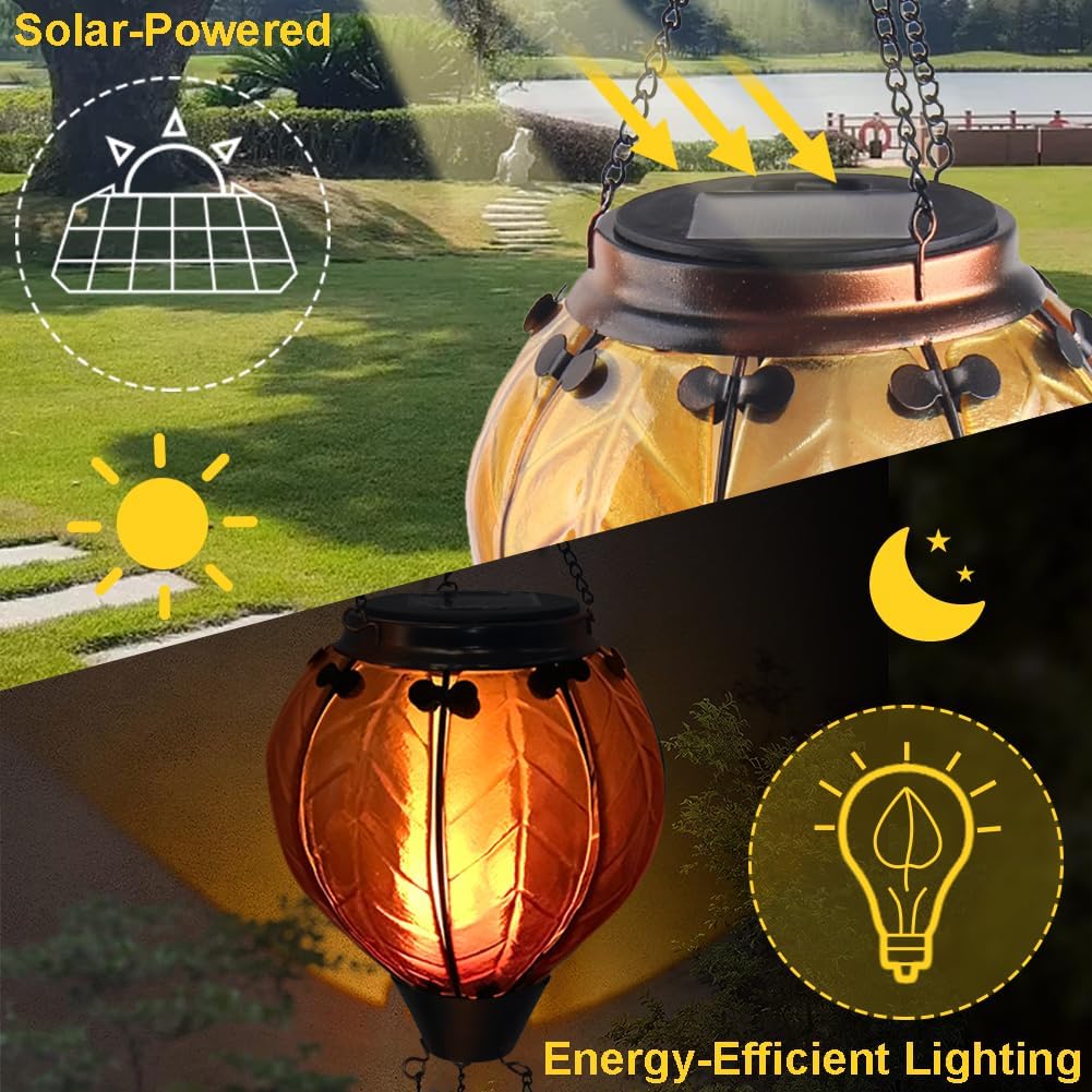 Farol solar de globo de aire caliente con llama parpadeante para colgar, faroles solares para exteriores, impermeables, faroles decorativos para