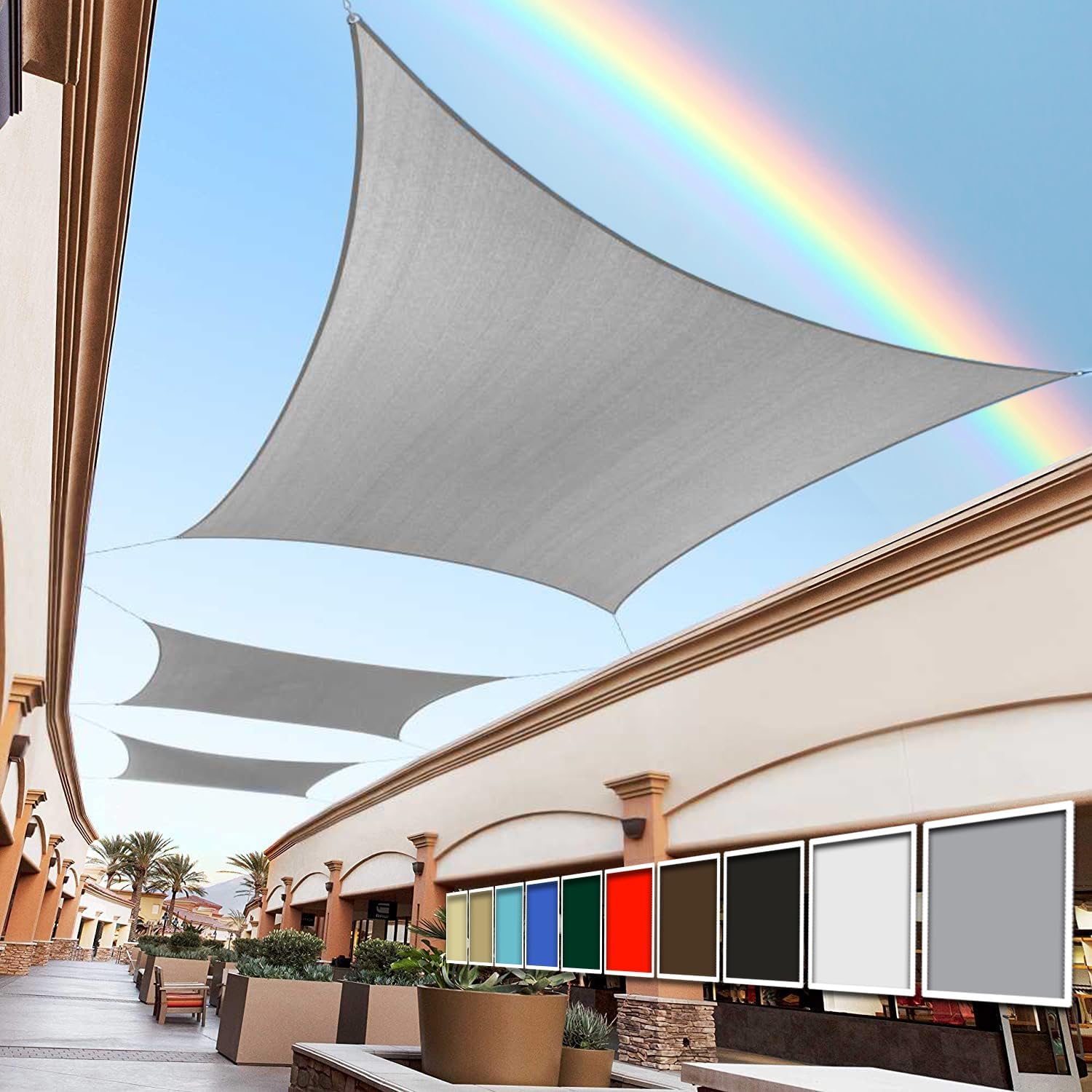 Royal Shade – Toldo de tamaño personalizable RTAPS12, parasol cuadrado, rectangular de malla que bloquea los rayos UV, duración estándar comercial,
