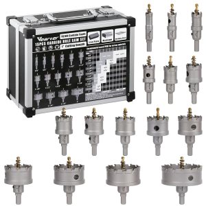 Kit de sierra perforadora TCT de 15 piezas, juego de brocas de carburo de 58 a 3 pulgadas con taladro piloto, sierra perforadora para metal duro, Kit de sierra perforadora TCT de 15 piezas, juego de brocas de carburo de 58 a 3 pulgadas con taladro piloto, sierra perforadora para metal duro,