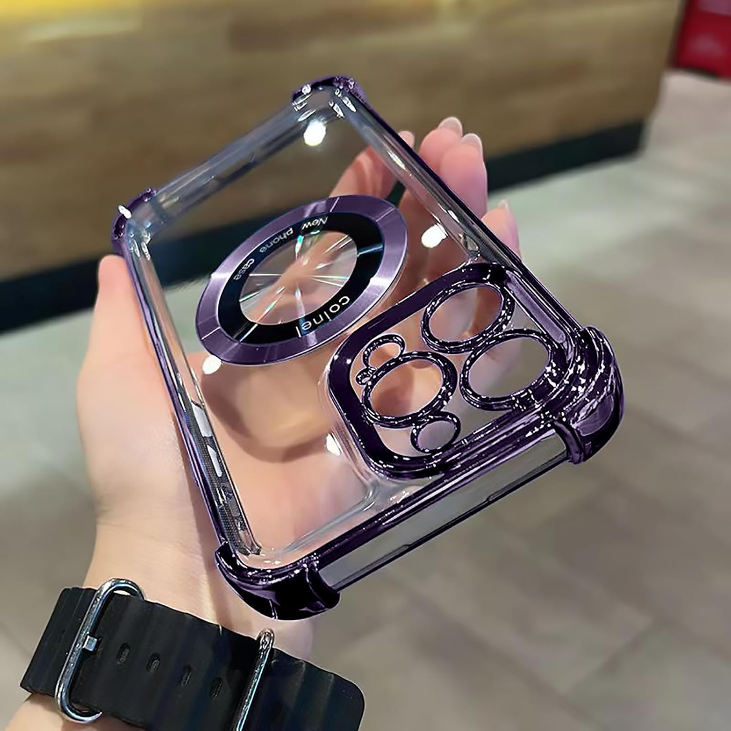 Eiyikof Funda magnética transparente para iPhone 13 Pro Max, protección de lujo brillante en las cuatro esquinas, a prueba de golpes, de grado