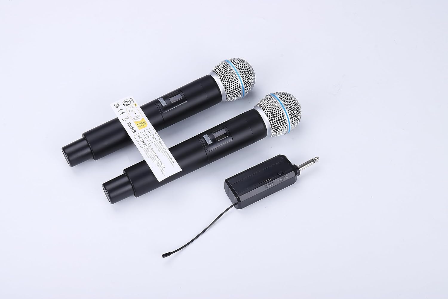 D Debra Sistema de micrófono inalámbrico Audio Dual Micrófono de mano dinámico inalámbrico con receptor recargable, para cantar karaoke, boda, DJ,