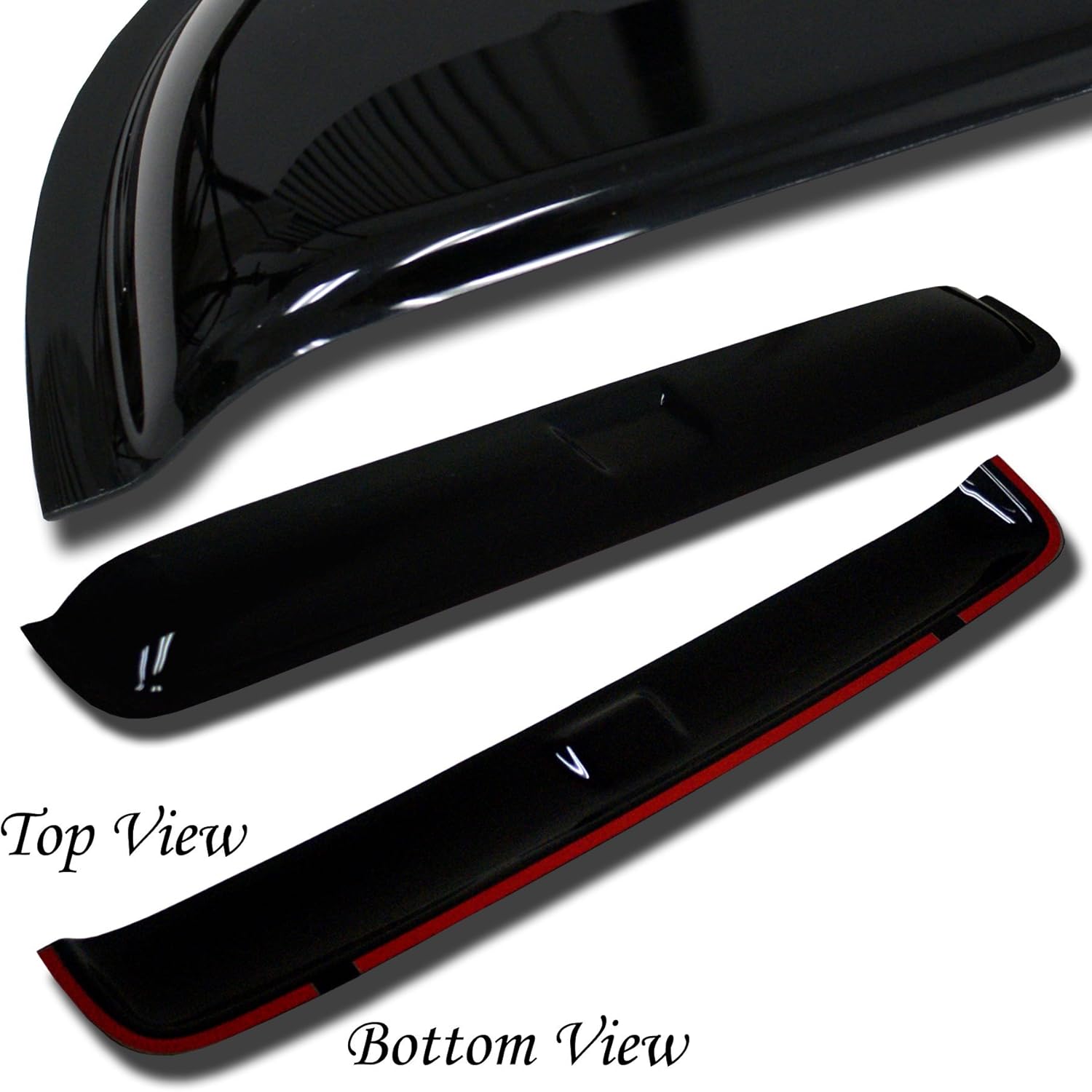 TuningPros WSVT2-225 Techo corredizo tipo 2 y montaje exterior ventana visera deflector protector de lluvia humo oscuro 3 piezas conjunto