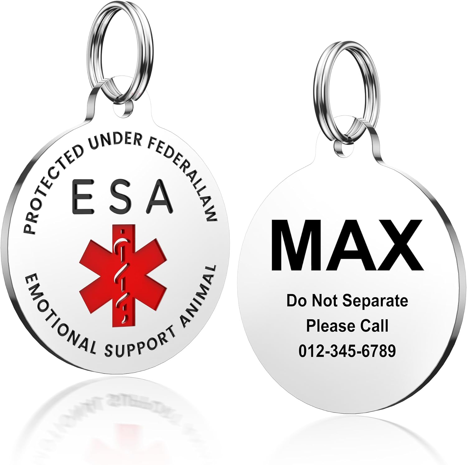 Placa para perro de servicio, etiquetas de perro GISUERY grabadas para mascotas con 4 líneas personalizadas, se fija fácilmente al arnés del chaleco