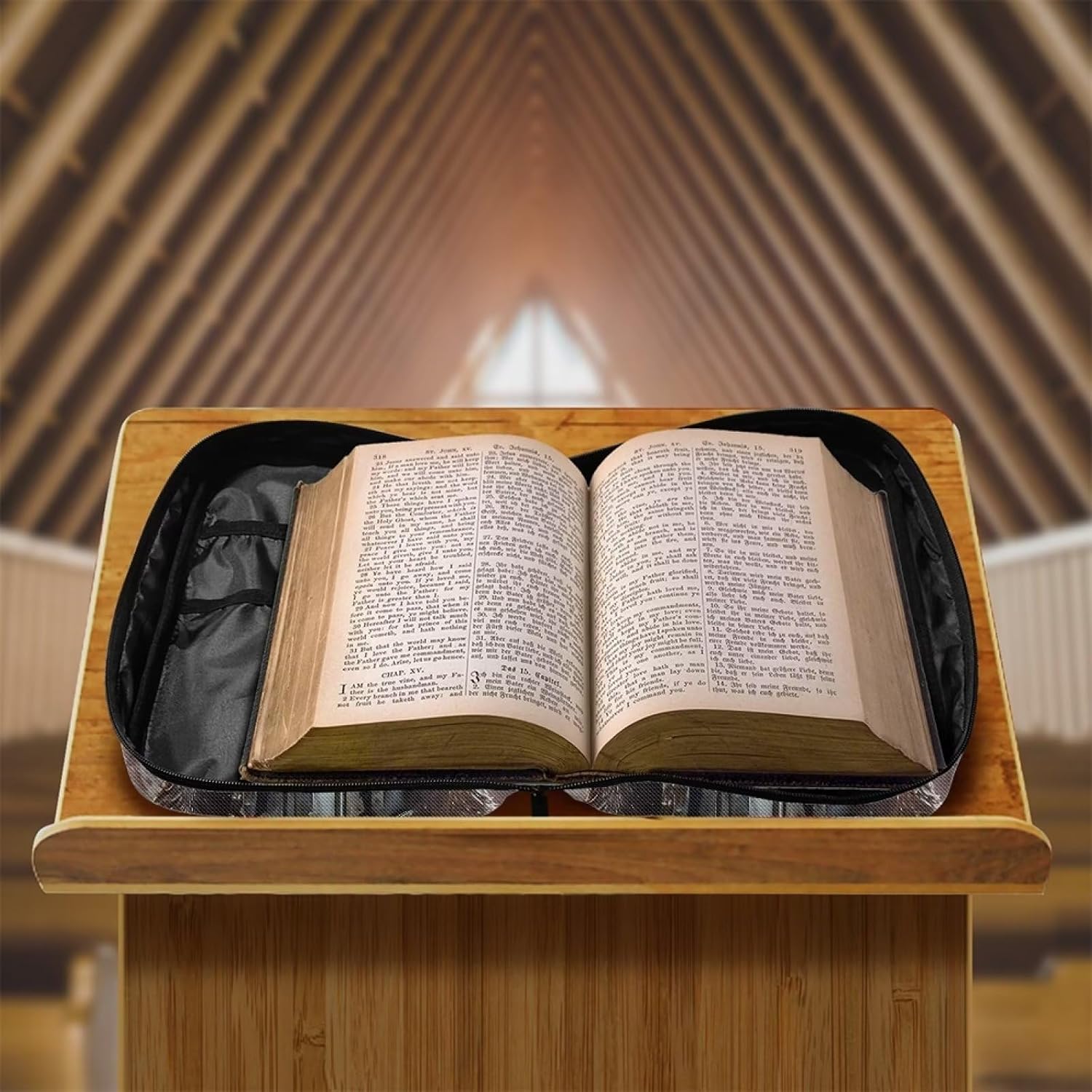 Suobstales Fundas para la Biblia para mujereshombres, fundas para la Biblia, organizador de libros, bolsa de estudio con asa y cremallera, Bandera