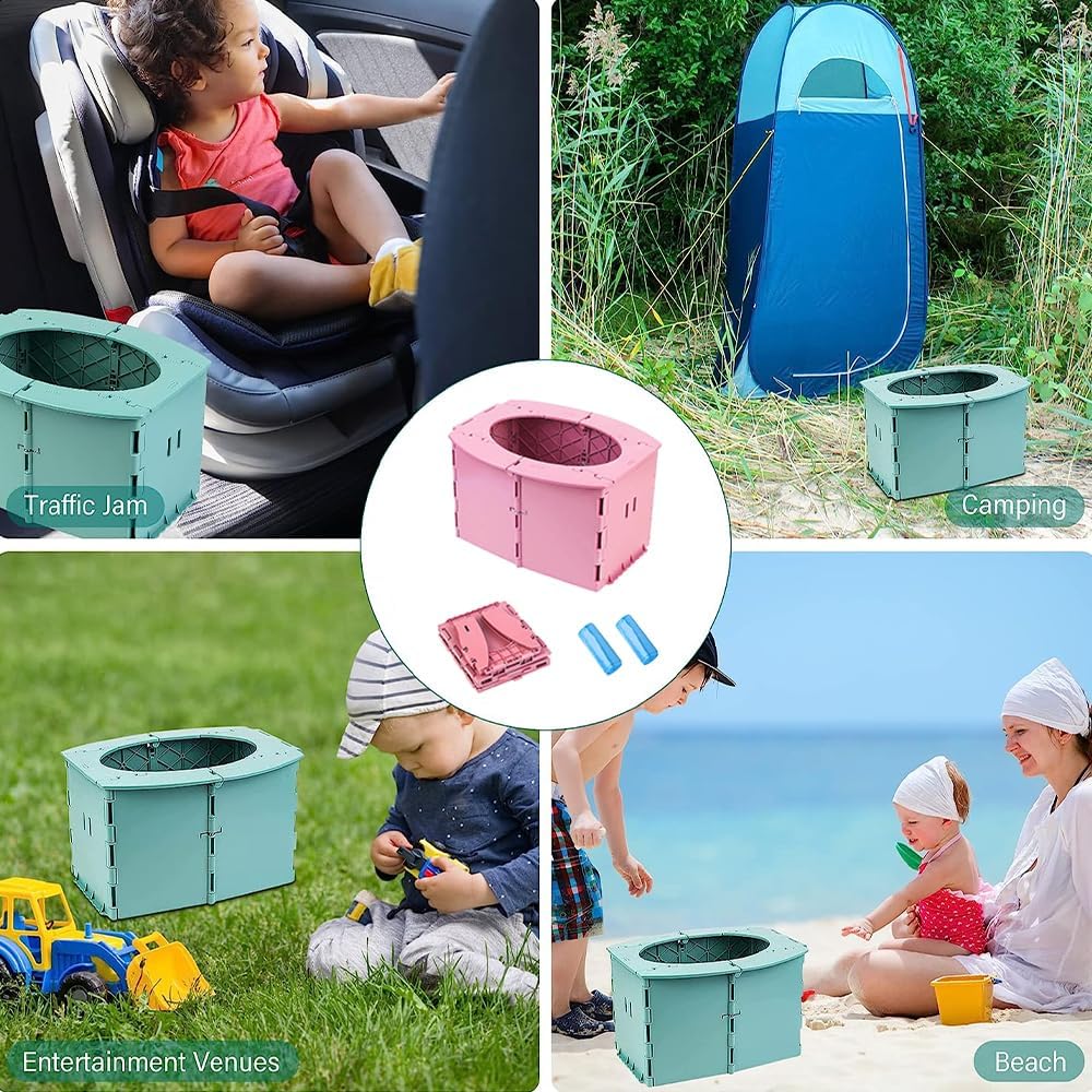 Orinal de viaje para niños, orinal portátil para viajes de niños pequeños, inodoro plegable portátil reutilizable para niños pequeños, asiento de