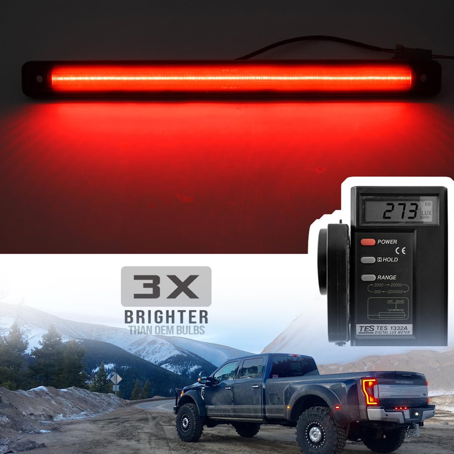NSLUMO Barra de luz LED para portón trasero de repuesto para F-ord 2017-2023 F350 F450 F550 Dually DRW rojo brillante 54-SMD LED freno trasero ID
