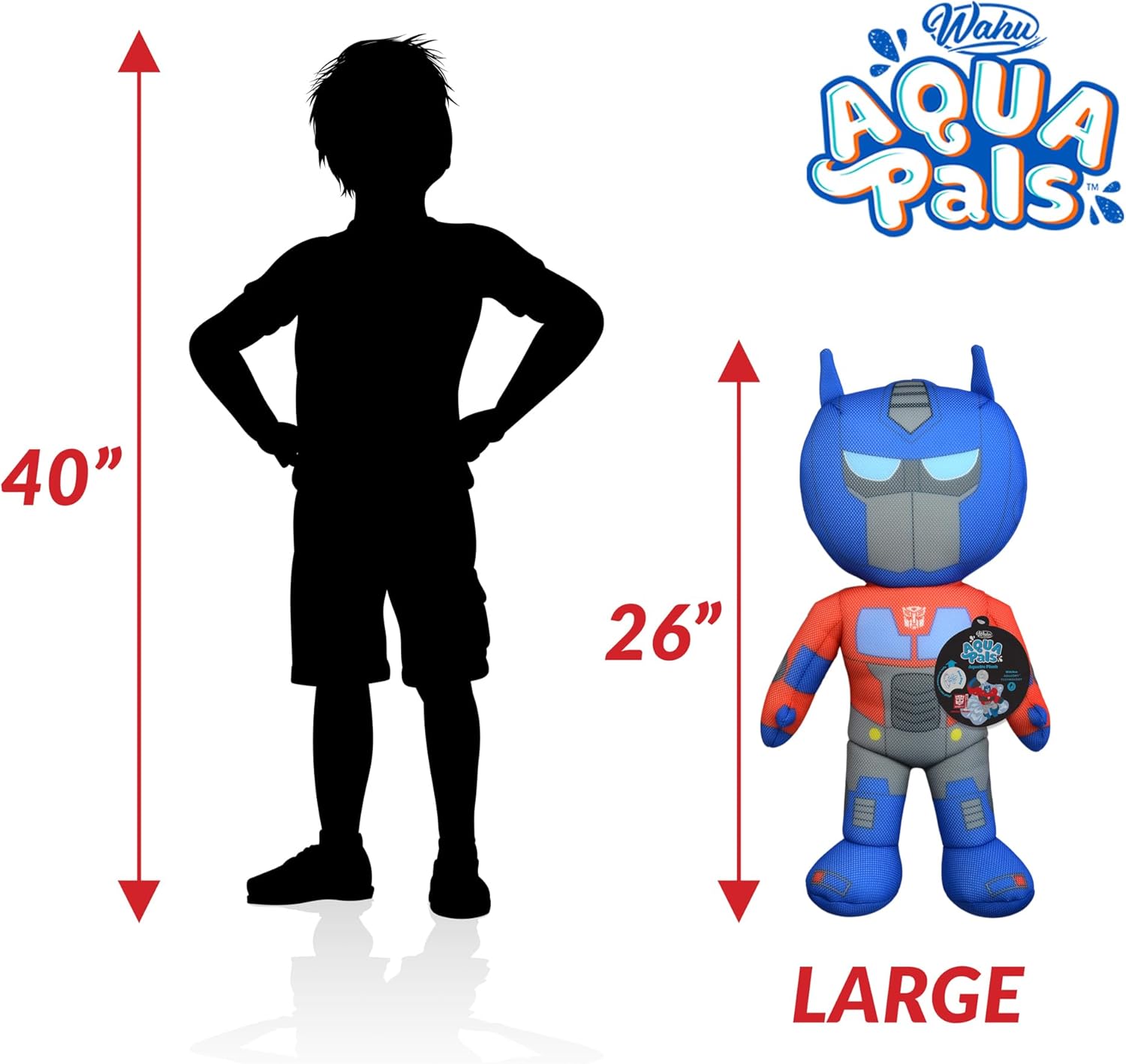 WAHU Aqua Pals Transformers Optimus Prime – Juguete de agua de peluche grande – Uso en la piscina, playa, patio trasero, bañera o interior