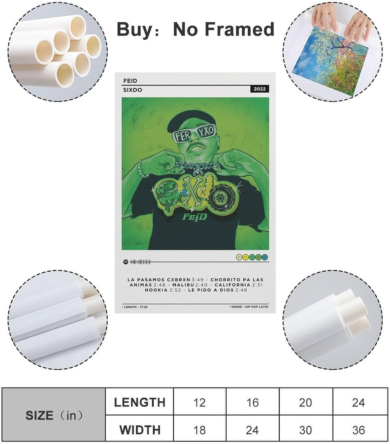 DAXXIN Feid -Sixdo – Póster de lienzo decorativo para pared, sala de estar, dormitorio, decoración, regalo, sin marco, estilo 20 x 30 pulgadas (19.7