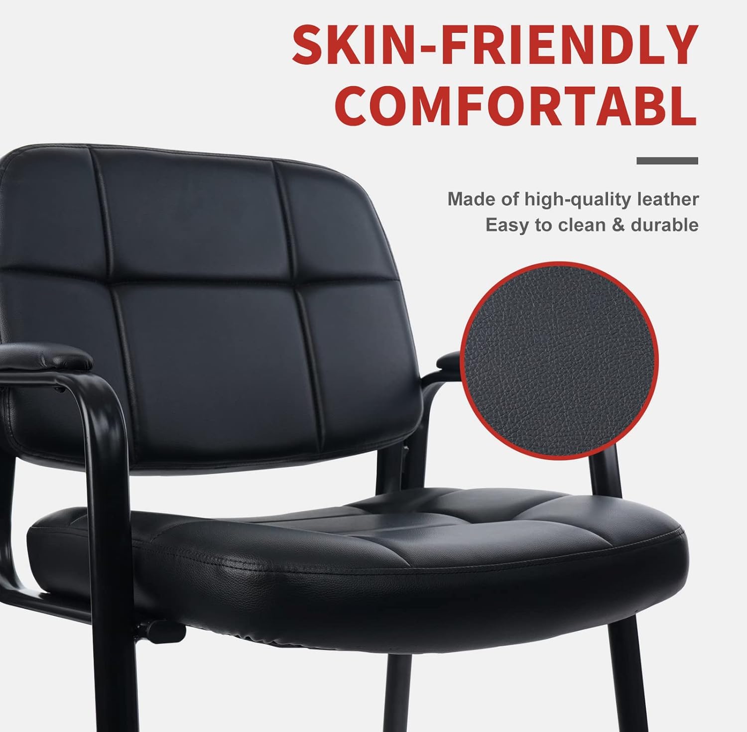 CLATINA Silla grande y alta para invitados de oficina, 400 libras con respaldo acolchado de cuero regenerado, asiento ancho, silla de recepción,