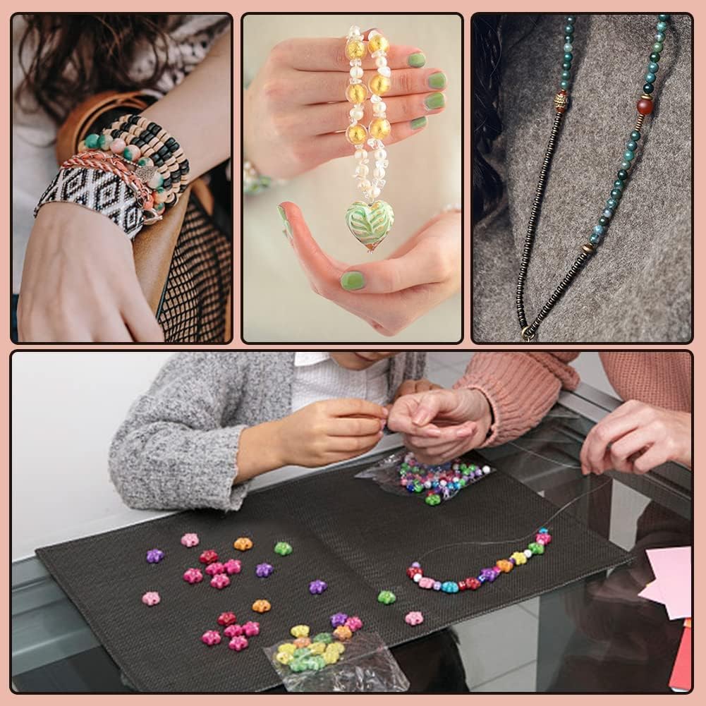 Hilo elástico de 0.028 in para pulseras, 3 rollos de cordón elástico, cuerda elástica de cuentas de cristal para pulseras, cuentas y fabricación de