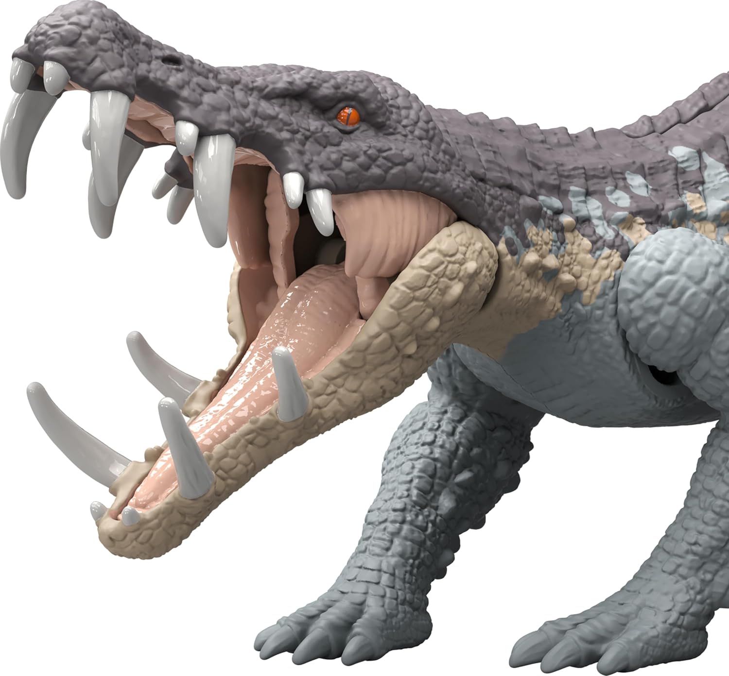 Mattel Jurassic World Strike Attack Kaprosuchus – Juguete de dinosaurio con acción de golpe único, articulaciones móviles, figura de acción de