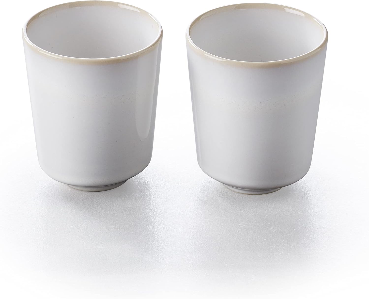 Tazas de gres esmaltado blanco de algodón de 8.5 onzas, juego de 2