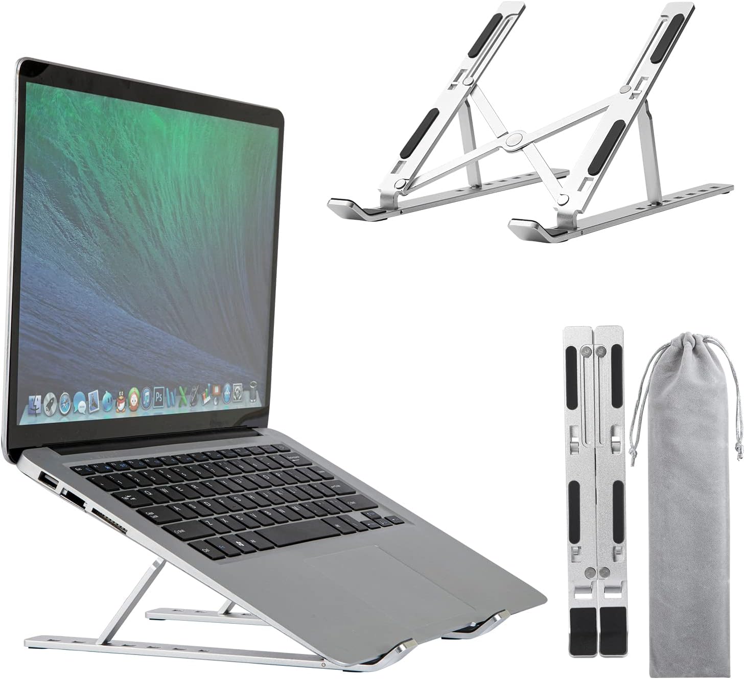 Laptop Stand for Desk,Adjustable Height Foldable Portable Dj Laptop Stand,Computer Stand,Ergonomic Aluminum Laptop Stands,Compatible 10-15″ MacBook