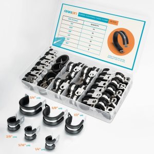 80 abrazaderas de cable  Abrazaderas de poste de goma de acero inoxidable 304  Abrazaderas de alambre en 6 tamaños 14 pulgadas, 516 pulgadas, 38 80 abrazaderas de cable  Abrazaderas de poste de goma de acero inoxidable 304  Abrazaderas de alambre en 6 tamaños 14 pulgadas, 516 pulgadas, 38