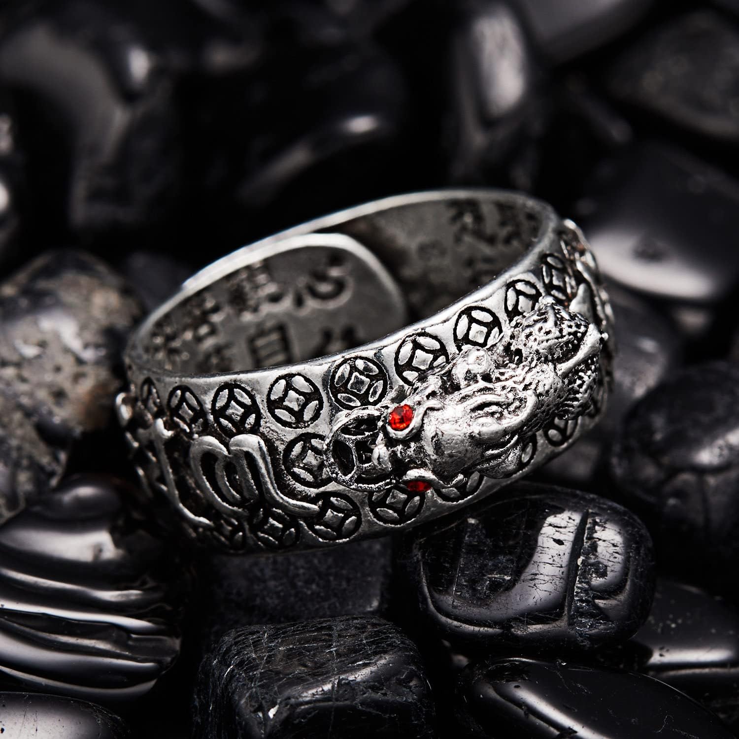 Anillo Feng Shui Pixiu Mantra para – Anillo Ajustable Pixiu Mantra De La Suerte