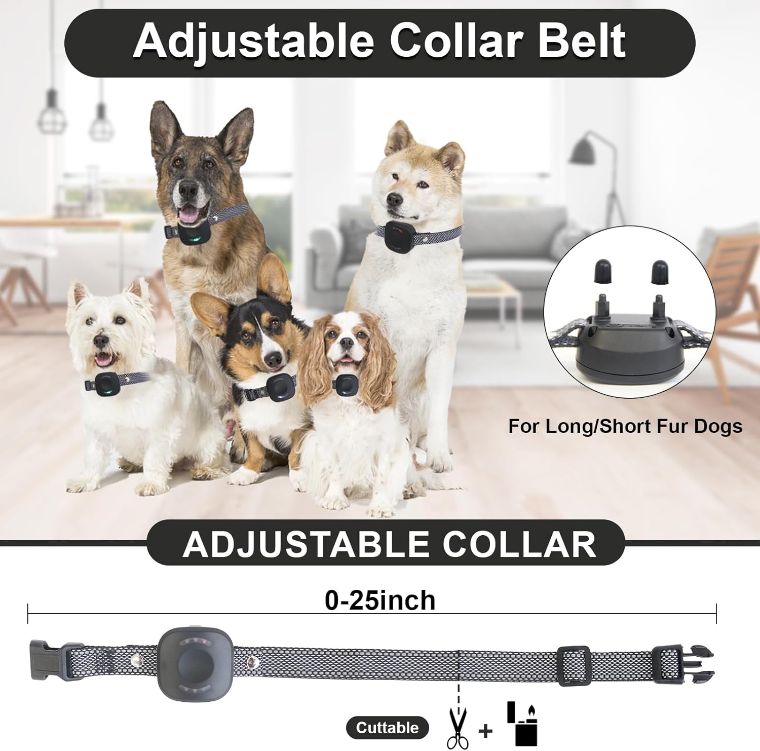 GUIASIPULE Collar de entrenamiento impermeable con 4 modos de entrenamiento seguros, collar E de perro de 2600 pies con control remoto (para perros