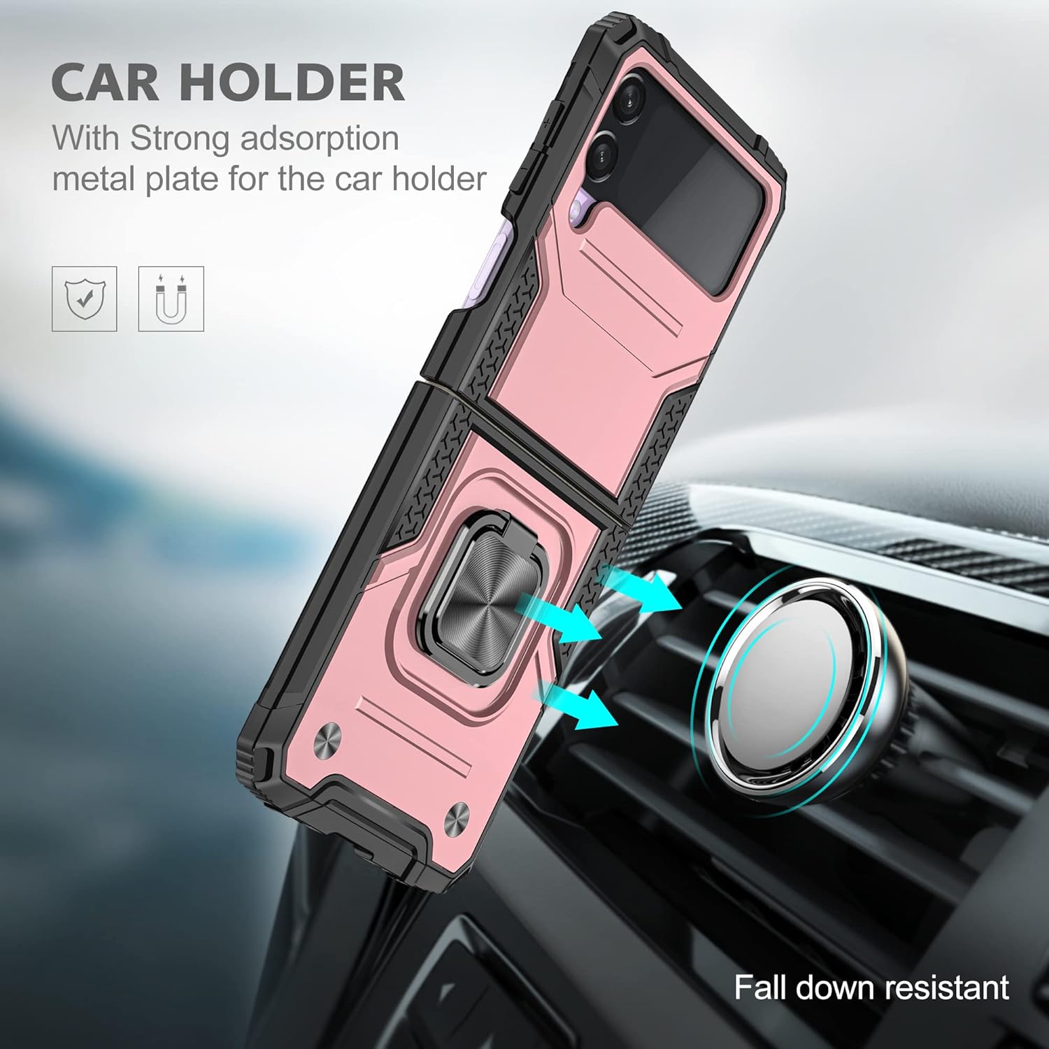 AYMECL Funda para Z Flip 3, Samsung Galaxy Z Flip 3, grado militar, doble a prueba de golpes, con función atril, funda protectora para Samsung Z