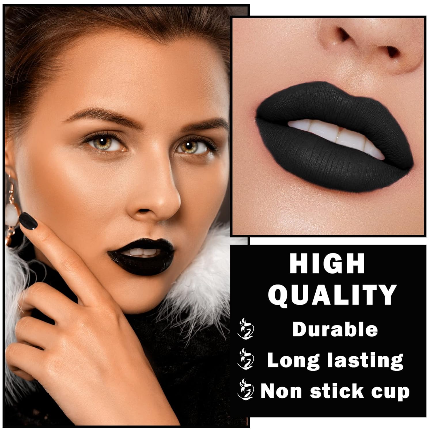 Vampire Color Rojo Oscuro Mate Lápiz Labial Líquido Lápiz Labial Terciopelo Brillo Labial Mancha De Labios Larga Duración Impermeable Antiadherente