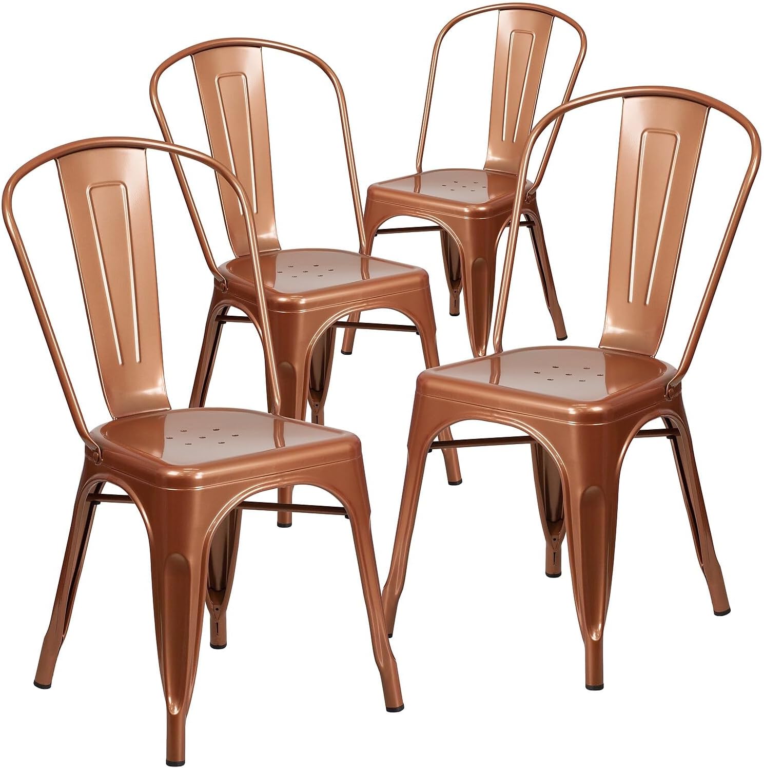 Flash Furniture – Silla apilable de metal para interior y exterior, Metal, Cobre