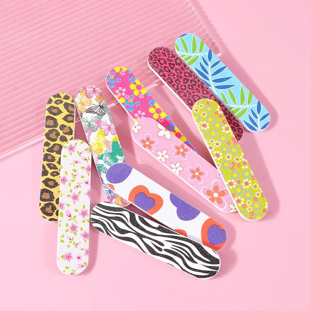 20 unidades coloridas mini limas de uñas de doble cara, bloque de pulido de uñas, tablero de esmeril, tira de pulido de gel para manicura, pedicura,