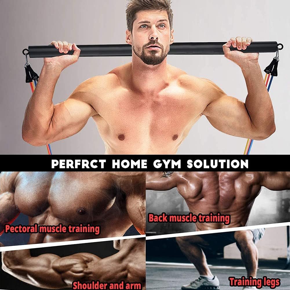 OYINDIZ Resistance Band Bar, Home Gym Workout Pilates Bar 38Inch Strength Training Exercise Bar Heavy Duty Lifting Fitness Bar for Resistance Band