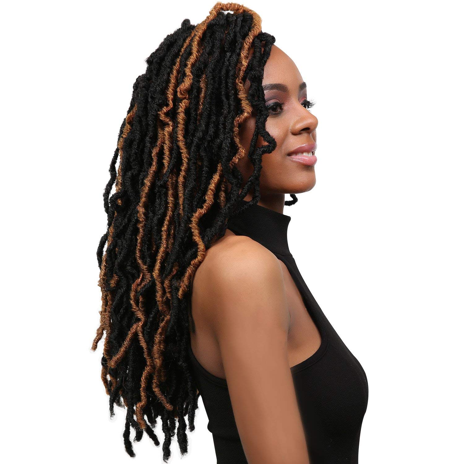 Bobbi Boss – Trenzas de ganchillo sintéticas para cabello africano, raíces trenzadas, colección Nu Locs, 18pulgadas, Paquete de 4, M1B30.