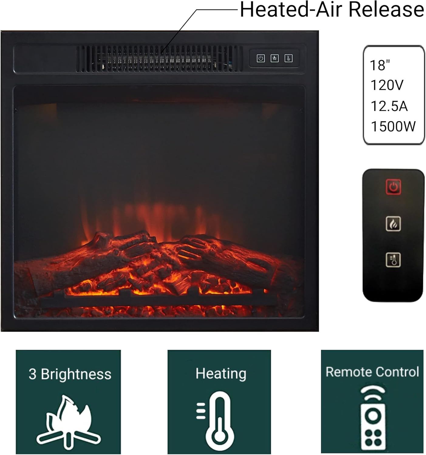 Edwin’s Choice Chimenea eléctrica con chimenea, chimenea de piedra sintética de 28 pulgadas de ancho, chimenea independiente, efecto de llama