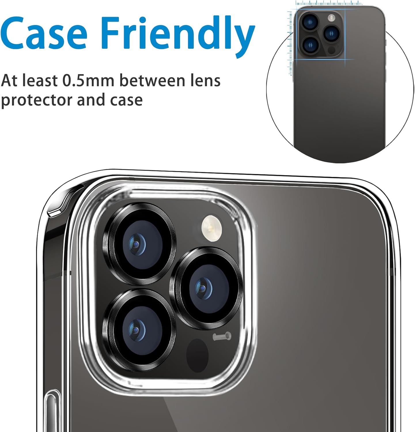 Compatible con iPhone 15 ProiPhone 15 Pro Max, protector de lente antiarañazos, protector de lente de vidrio templado 9H, protector de pantalla de