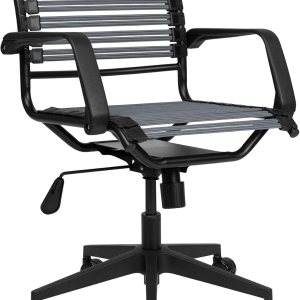 Laura Davidson Furniture Silla para tareas de oficina, con correas elásticas planas, rodante, altura ajustable y reposabrazos de poliéster, acero Laura Davidson Furniture Silla para tareas de oficina, con correas elásticas planas, rodante, altura ajustable y reposabrazos de poliéster, acero