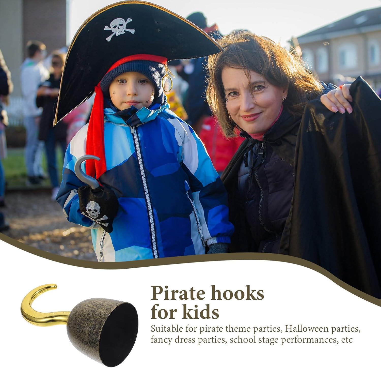 Yardwe Disfraces de gancho de pirata dorado para maquillaje, disfraces de Halloween, accesorios de fiesta de piratas, ganchos de disfraz de piratas,