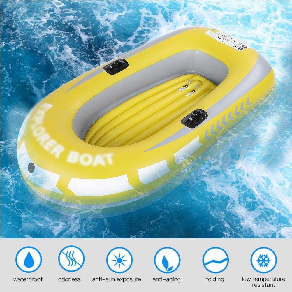 Bote inflable, PVC amarillo para 2 personas, botes inflables para adultos y niños con doble válvula, kayaks de pesca de aguas bravas para adultos y