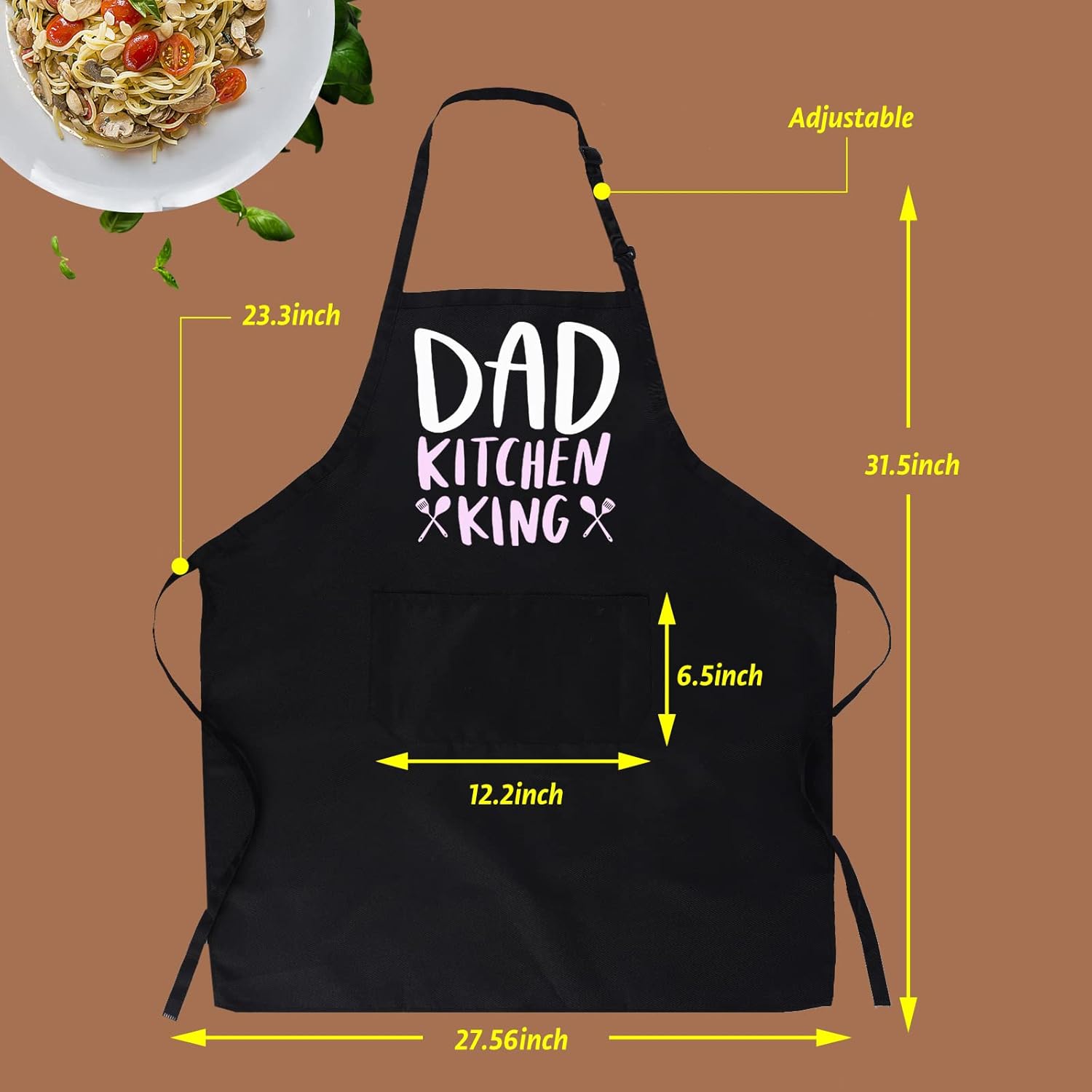 Delantales divertidos para hombre, delantal ajustable de cuello negro con 2 bolsillos, delantales de cocina a la parrilla para hombres, regalos de
