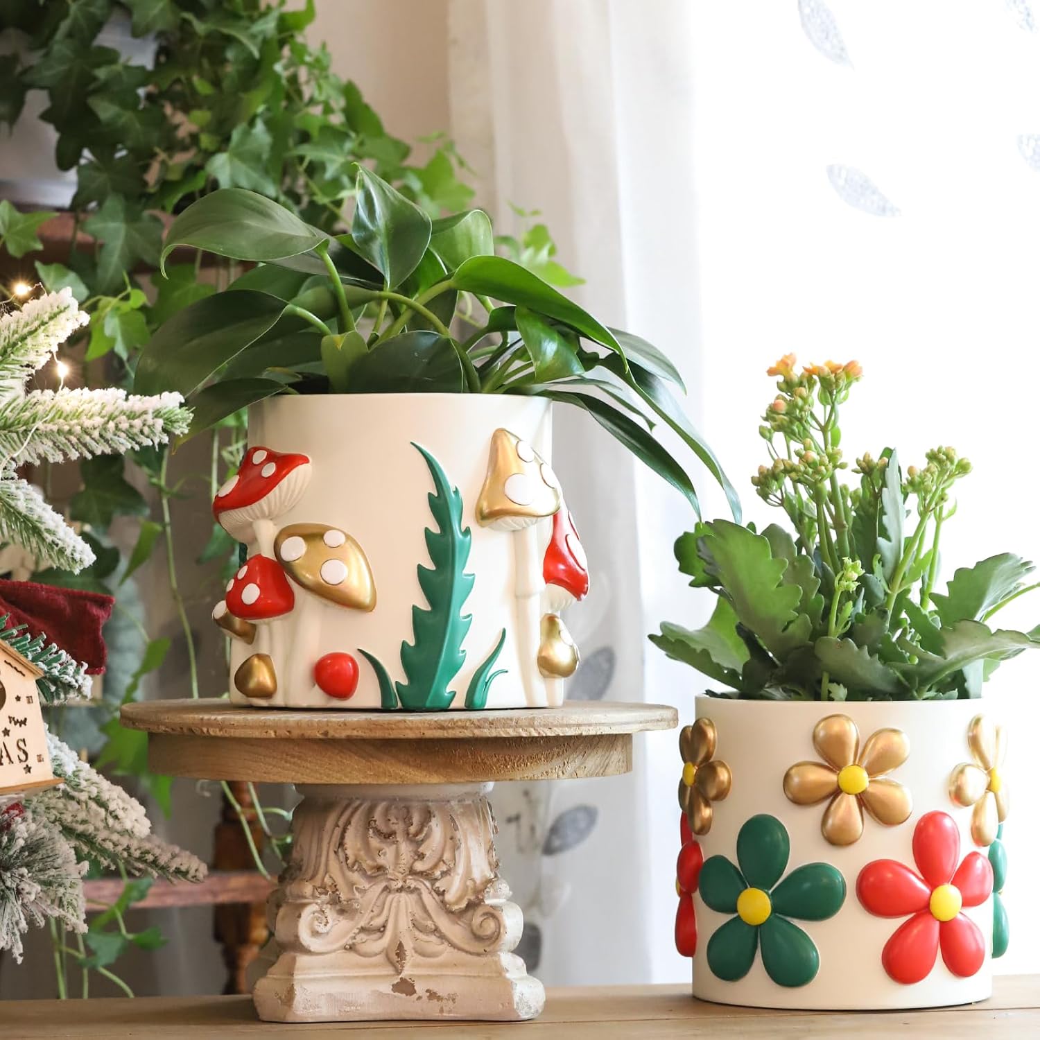 GUGUGO Squiggle Lines – Lindas macetas para plantas, macetas para plantas de interior, divertidas y coloridas, maceta única para suculentas, macetas