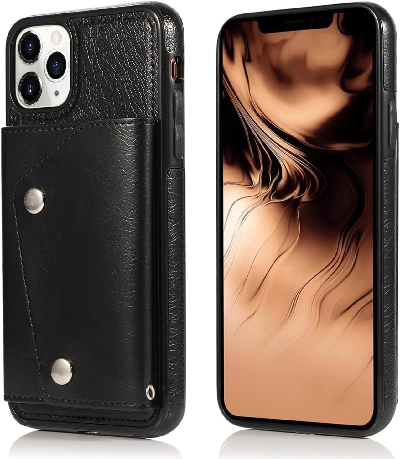 LUVI Funda para iPhone 11 Pro Max con correa para el cuello, correa cruzada, correa de muñeca, funda protectora con ranura para tarjeta de crédito,