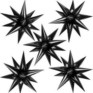 60 globos de estrella negra explosión de 12 puntos de papel de aluminio, globos mágicos en explosión de estrellas grandes para bodas, aniversarios, 60 globos de estrella negra explosión de 12 puntos de papel de aluminio, globos mágicos en explosión de estrellas grandes para bodas, aniversarios,