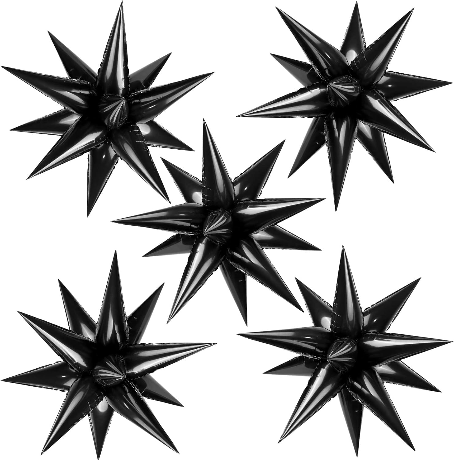 60 globos de estrella negra explosión de 12 puntos de papel de aluminio, globos mágicos en explosión de estrellas grandes para bodas, aniversarios,