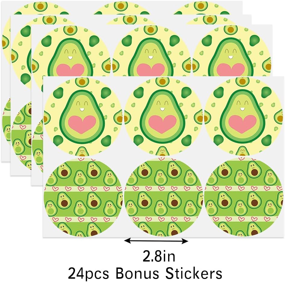 XGELUL Bolsas de dulces de aguacate con calcomanías, bolsas de regalo de aguacate, suministros para fiestas de cumpleaños con temática de aguacate