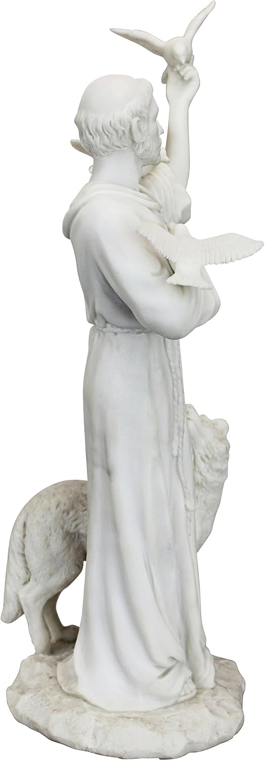 Design Toscano Estatua de resina de mármol unida de San Francisco y amigos del bosque