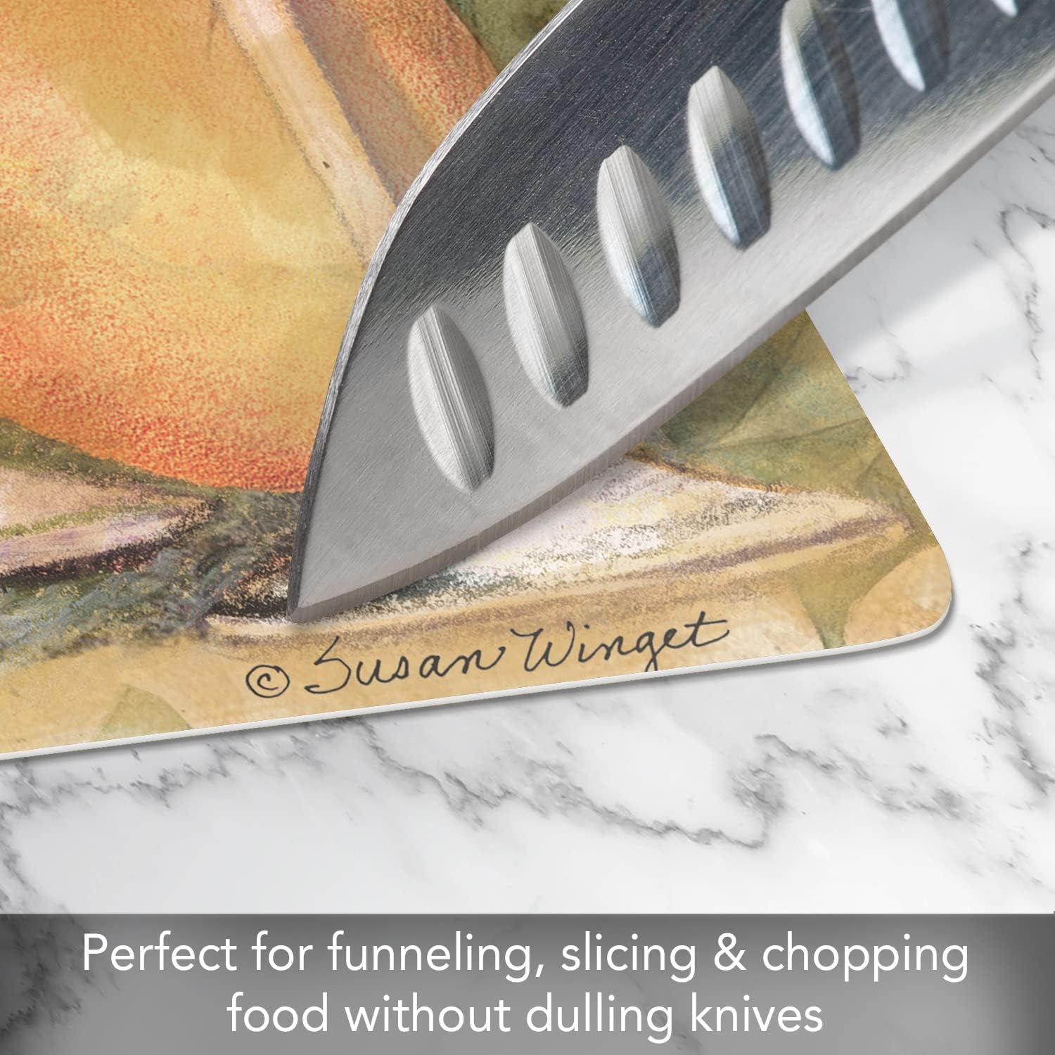 Cut N’ Funnel Wine Country Designer – Tabla de cortar de plástico flexible, fabricada en los Estados Unidos, decorativa, flexible, fácil de limpiar