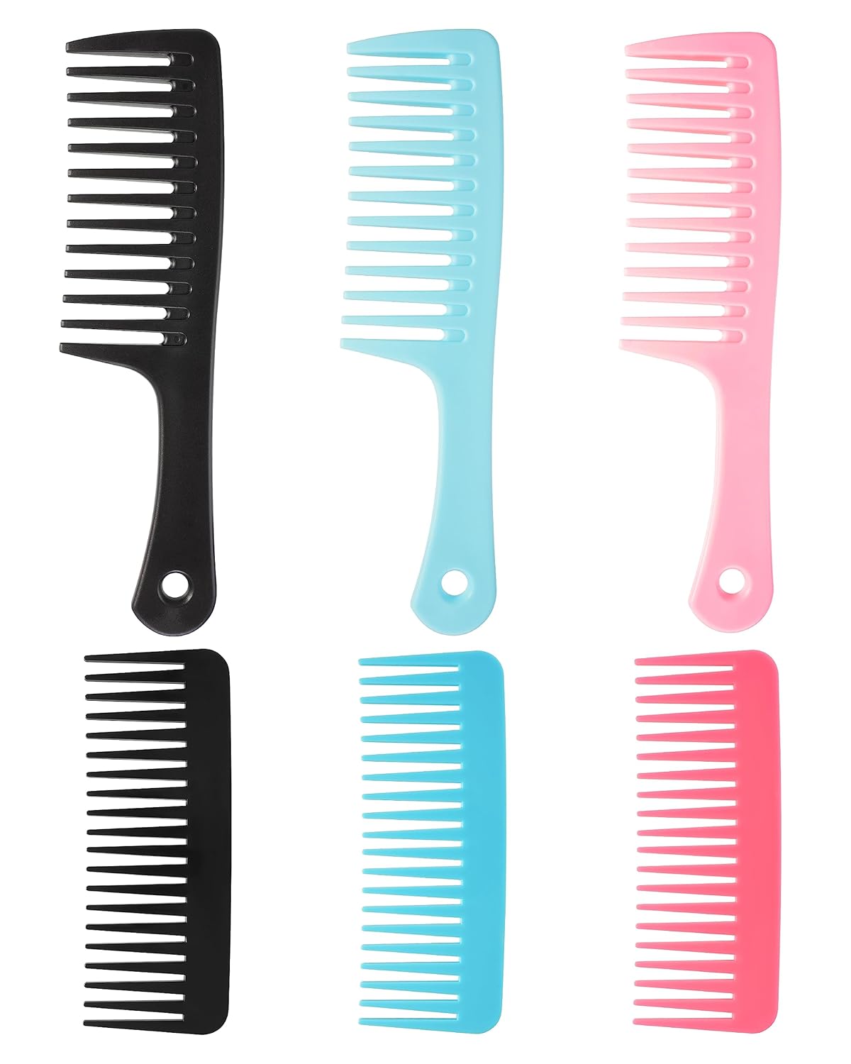 Peine de dientes anchos, 6 peines grandes para desenredar, cepillo de pelo para peinar, desenredar el cabello rizado, cabello largo, cabello mojado..