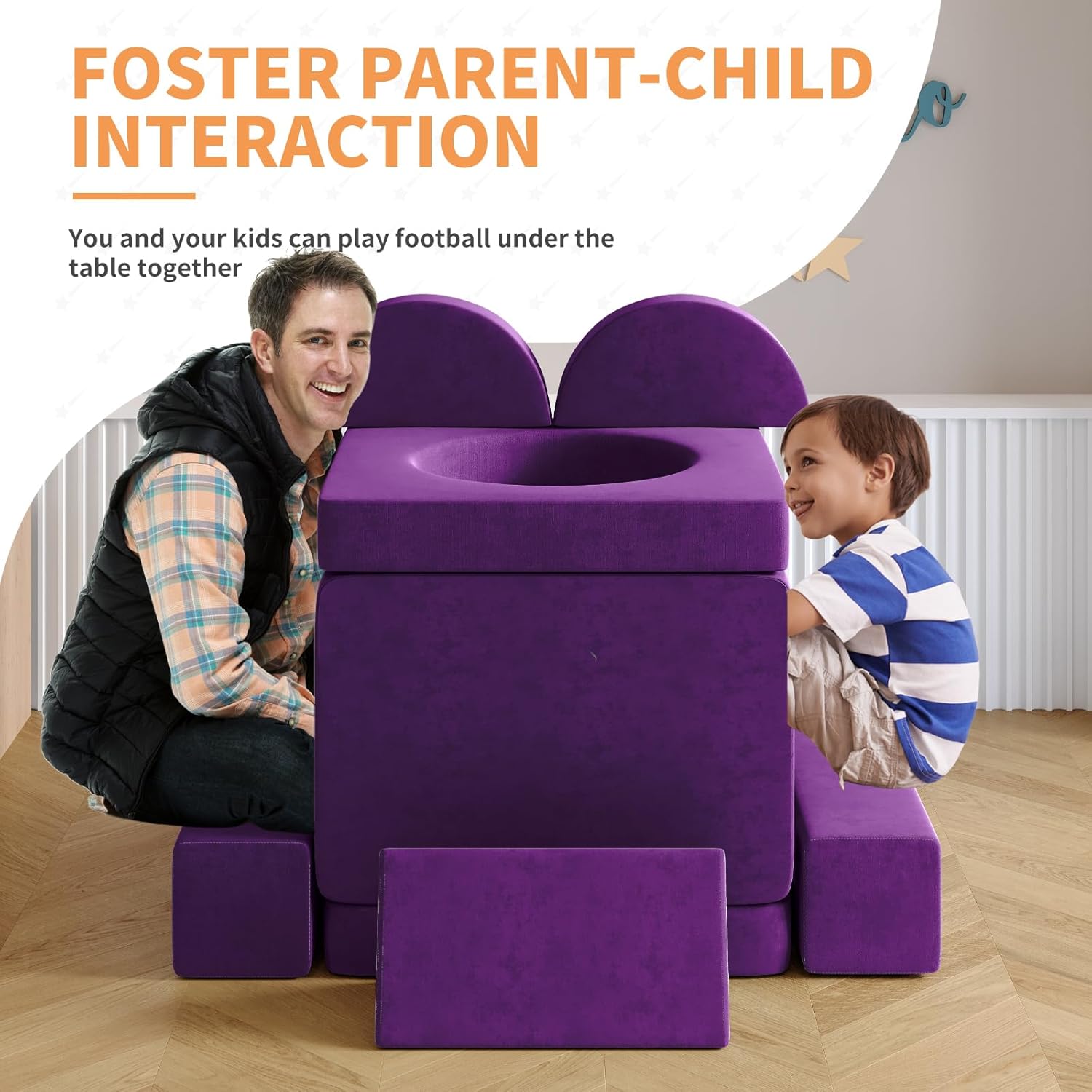 Sofá infantil modular de 12 piezas con 2 bolas y túnel, sofá plegable para niños para sala de juegos, sala de estar, dormitorio, sofá modular para