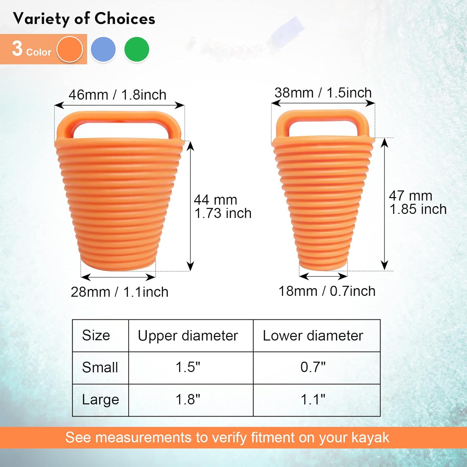 12 piezas Kayak Scupper Plug Kit TPE Scupper Tapones Agujeros de drenaje Tapón Bung con mango