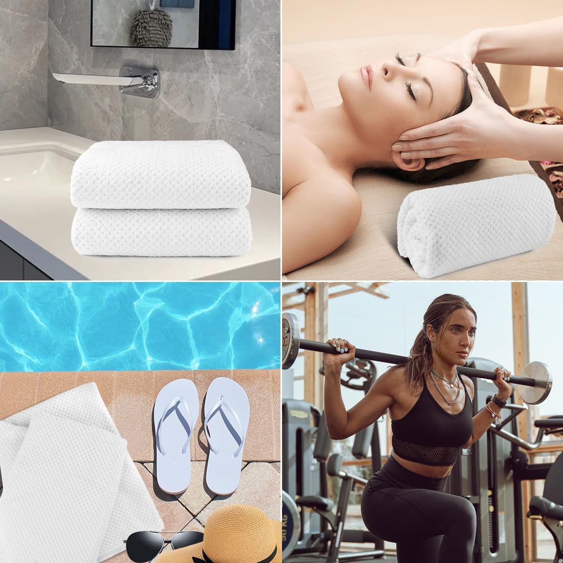HOMEXCEL Juego de 2 toallas de baño de microfibra, ultra suave, altamente absorbente, toallas ligeras y de secado rápido para cuerpo, deportes,