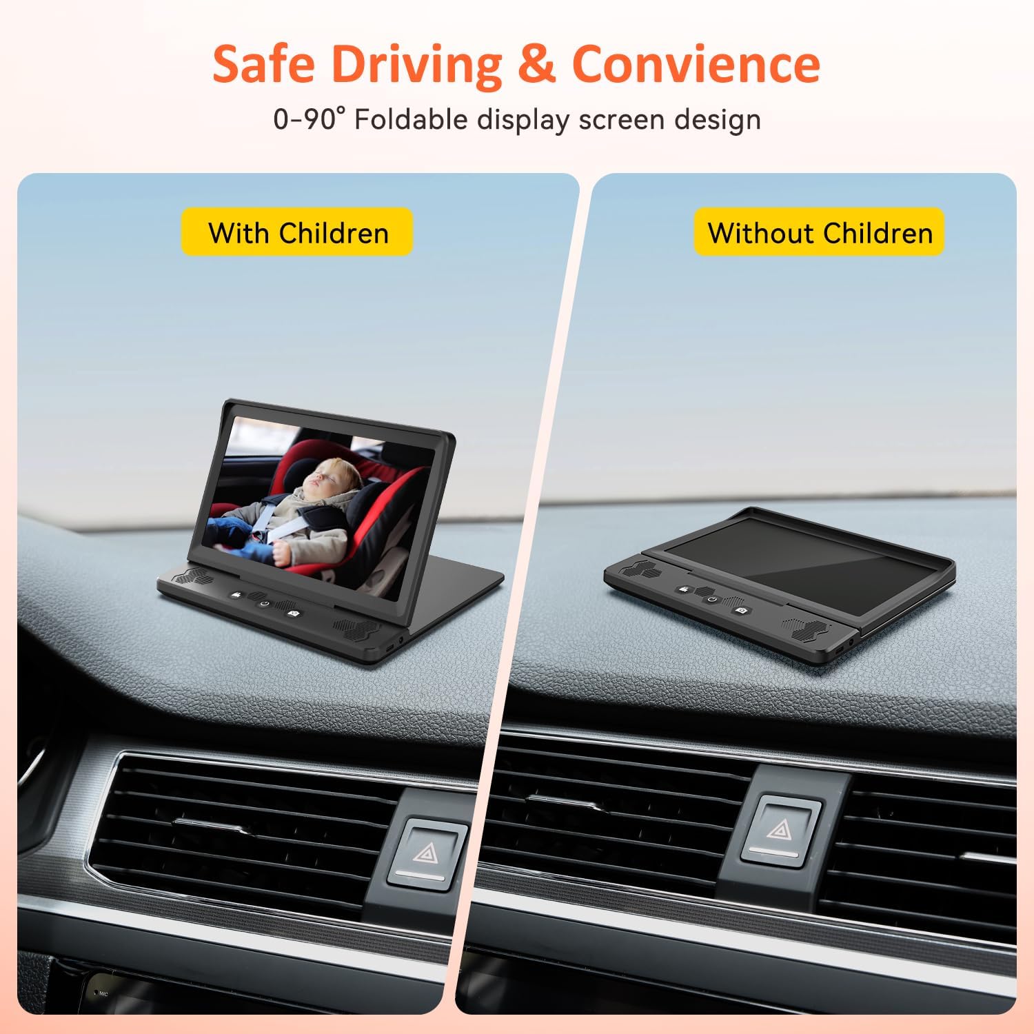 Cámara de coche para bebé HD 1440P, monitor de coche de bebé de 5 pulgadas con cámara de visión nocturna a todo color, espejo de seguridad infantil